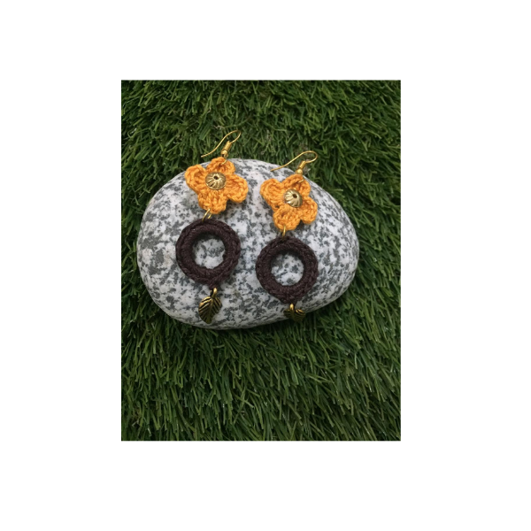 crochet thread and metal earrings